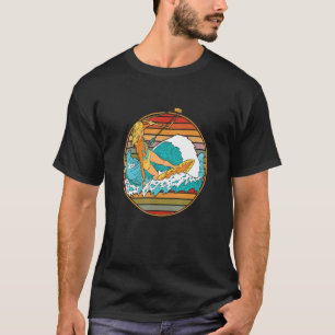 Camiseta Chica de kite surfing al atardecer retro kiteboard