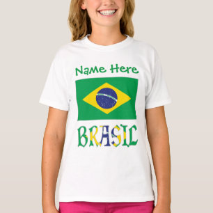 Camiseta Chica de la Bandera de Brasil Personalizada