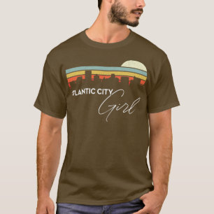 Camiseta Chica de la ciudad atlántica Retro Sunset City Sky
