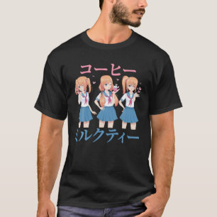 Camiseta Chica de la escuela de anime - té de leche - caf