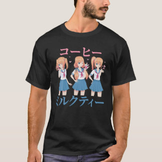 Camiseta Chica de la escuela de anime - té de leche - café