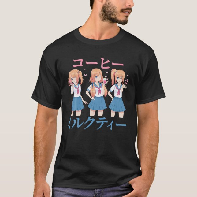 Camiseta Chica de la escuela de anime - té de leche - café  (Anverso)