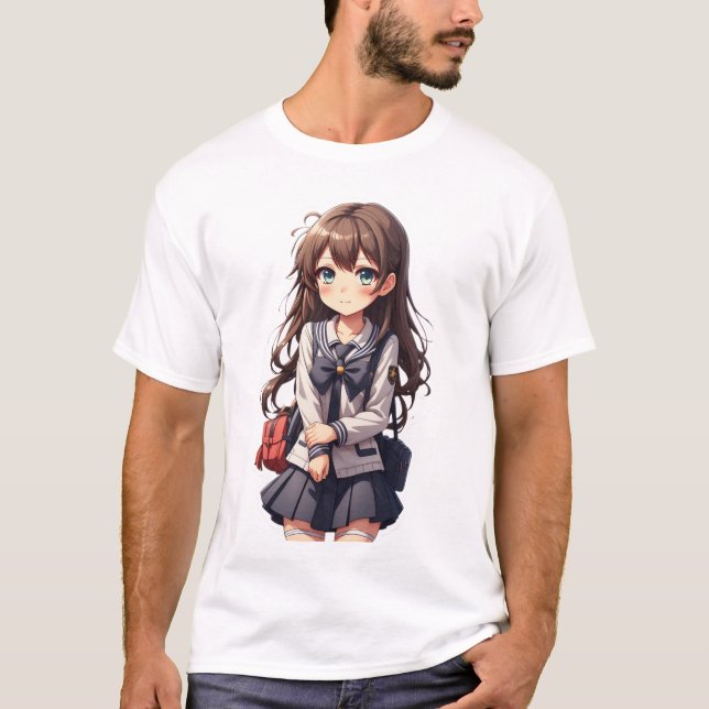 Camiseta Chica de la escuela japonesa de anime (Anverso)