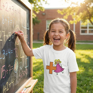 Camiseta Chica de la figura de palo con Rótulo Plus