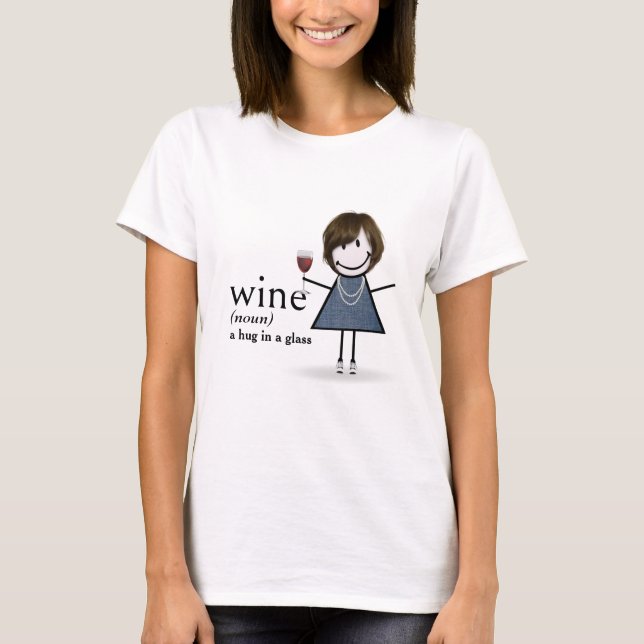 Camiseta Chica de la figura de palo con vino rojo (Anverso)