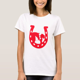 Camiseta Chica de la herradura roja y caballo