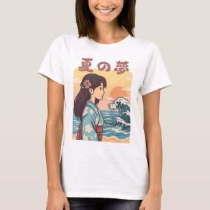 Camiseta Chica de la Ola Japonesa del Sueño de Verano