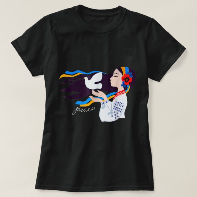 Camiseta chica de la paloma de la paz apoya posición de Ucr (Diseño del anverso)