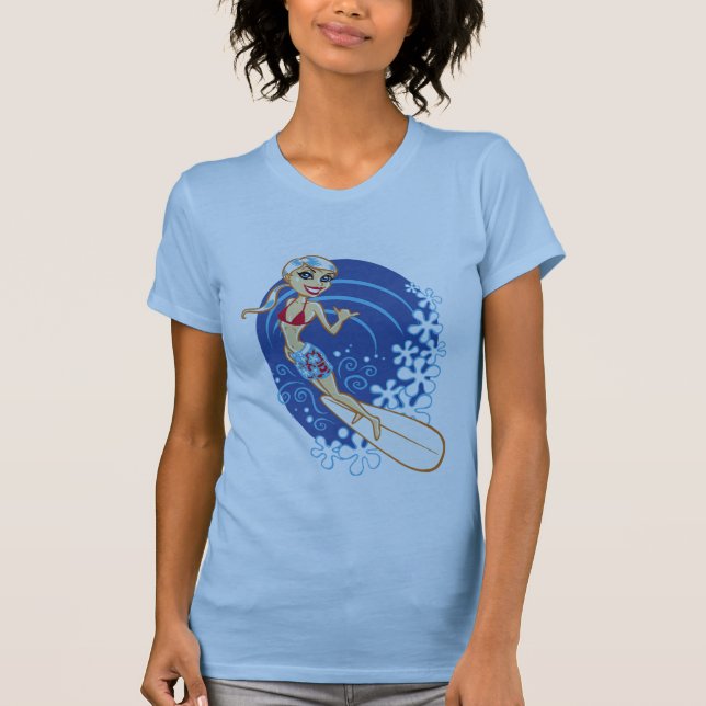 Camiseta chica de la persona que practica surf (Anverso)