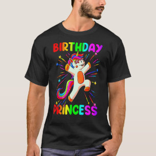 Camiseta Chica de la Princesa de Cumpleaños lindo Rainbow U