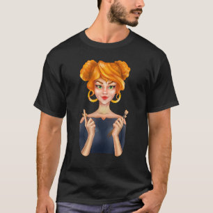 Camiseta Chica de la rubia de la moda suave sosteniendo cep