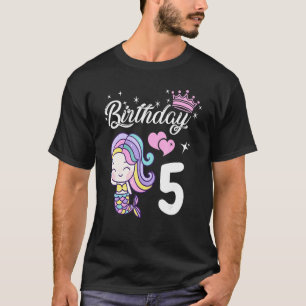 Camiseta Chica de la sirena de cumpleaños de 5 años de edad