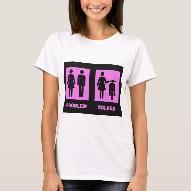Camiseta chica de la vespa ningún rosa del problema (Anverso)
