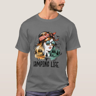 Camiseta Chica de la vida de camping con reflejo de la natu