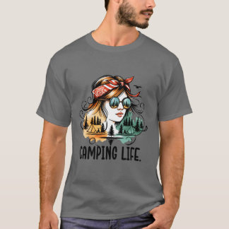 Camiseta Chica de la vida de camping con reflejo de la natu
