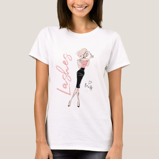 Camiseta Chica de Lashmaker con pincette (Anverso)