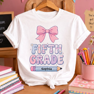 Camiseta Chica de lazo coqueta de quinto grado con nombre p