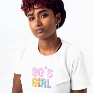 Camiseta chica de los 90 texto simple moderno blanco