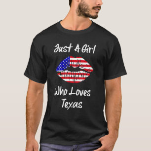 Camiseta Chica de los labios de la bandera estadounidense a
