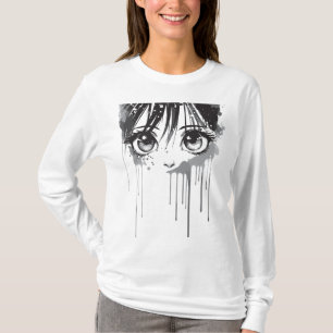 Camiseta Chica de Manga con Mirada Empapada en Pintura