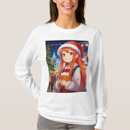 Camiseta Chica de Manga en Navidades Cheying: Rezando en un