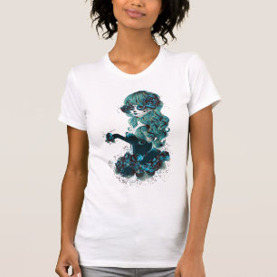 Camiseta Chica de Maquillaje de Calavera de Azúcar del Día