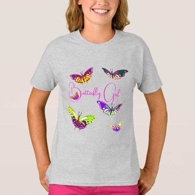 Camiseta Chica de mariposa - mariposas coloridas (Anverso)