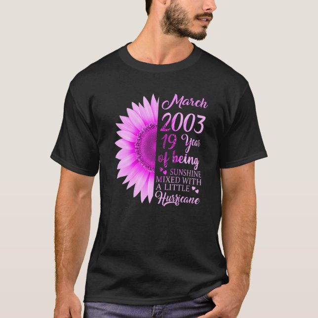 Camiseta Chica de Marzo 2003 19 años de edad 19º cumpleaños (Anverso)