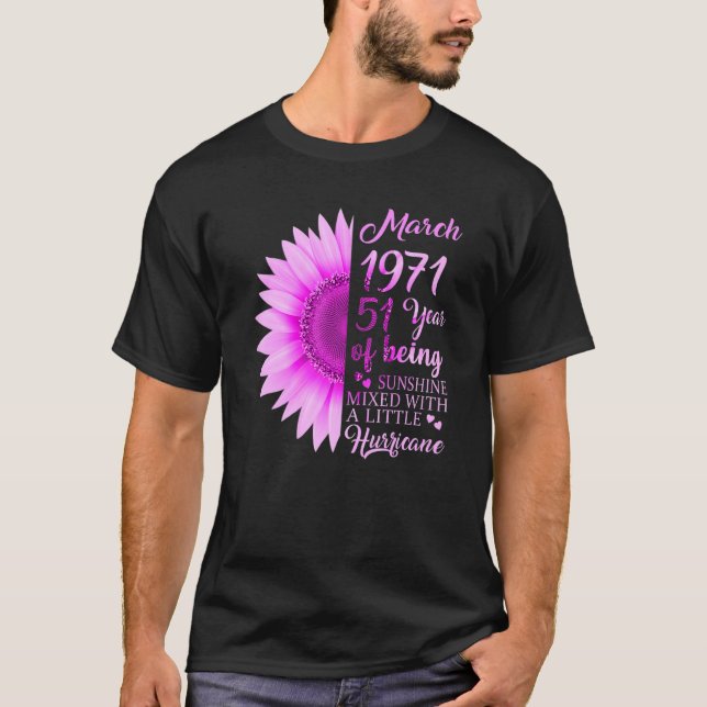 Camiseta Chica de marzo de 1971 51 años de edad 51º cumplea (Anverso)