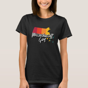 Camiseta Chica de Massachusetts, el retro del estado de cas