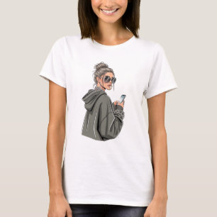 Camiseta Chica de moda urbana con sudadera con capucha y ch