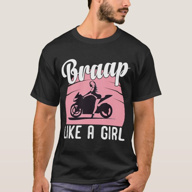 Camiseta Chica de motocicleta de Braap Motocross Dirt Bike (Anverso)