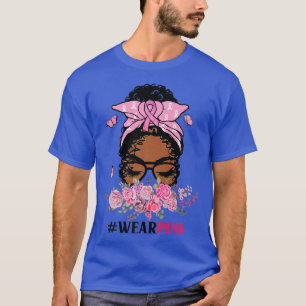 Camiseta Chica de mujeres negras usa conciencia rosada sobr