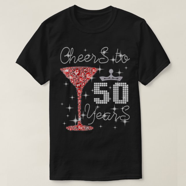 Camiseta Chica De Mujeres Saluda Feliz Cumpleaños A Los 50  (Diseño del anverso)