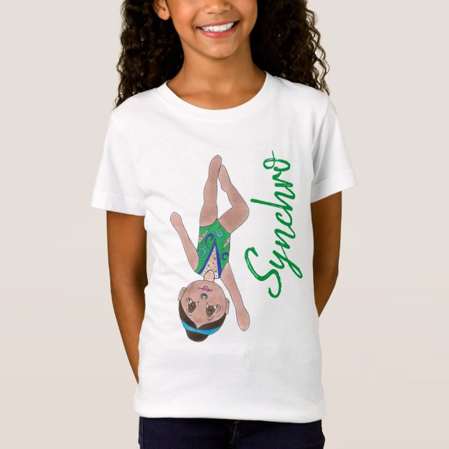 Camiseta Chica de nadador de sincronizado verde de natación (Anverso)