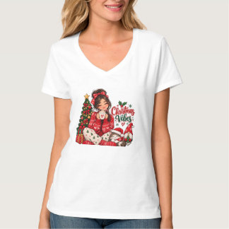 Camiseta Chica de Navidad, Colección de Gatos Diseños Navid