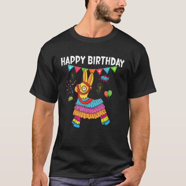 Camiseta Chica de niño lindo de cumpleaños de Alpaca Lama (Anverso)