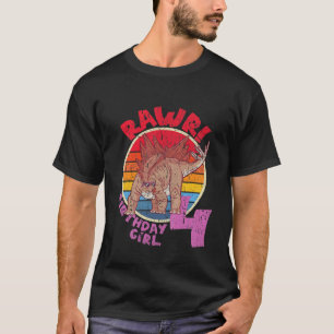 Camiseta ¡Chica De Niños En El Cuarto Cumpleaños Que Rawr! 