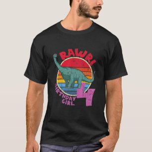 Camiseta ¡Chica De Niños En El Cuarto Cumpleaños Que Rawr!