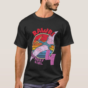 Camiseta ¡Chica De Niños En El Cuarto Cumpleaños Que Rawr!