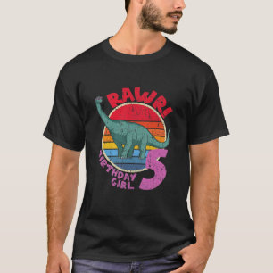 Camiseta ¡Chica De Niños, Quinto Cumpleaños, Rawr! Brachios