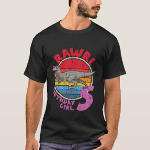 Camiseta ¡Chica De Niños, Quinto Cumpleaños, Rawr! Velocira