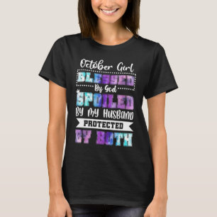 Camiseta Chica De Octubre Bendecido Por Dios Que Mi Esposo