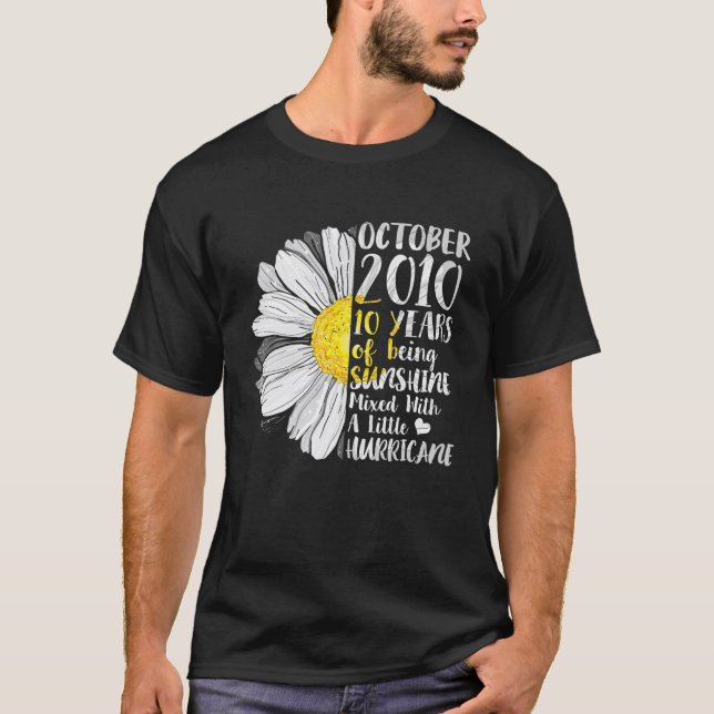 Camiseta Chica de octubre T Cumpleaños Sunshine de 10 años (Anverso)