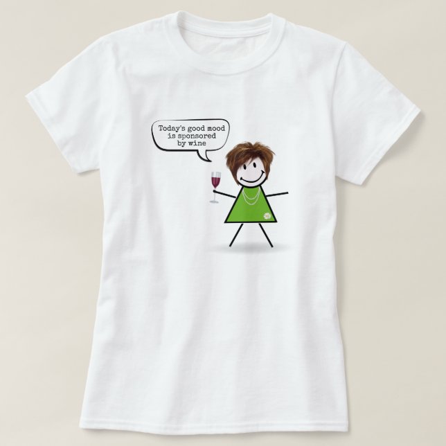 Camiseta Chica de palo con vino y cita divertida (Diseño del anverso)