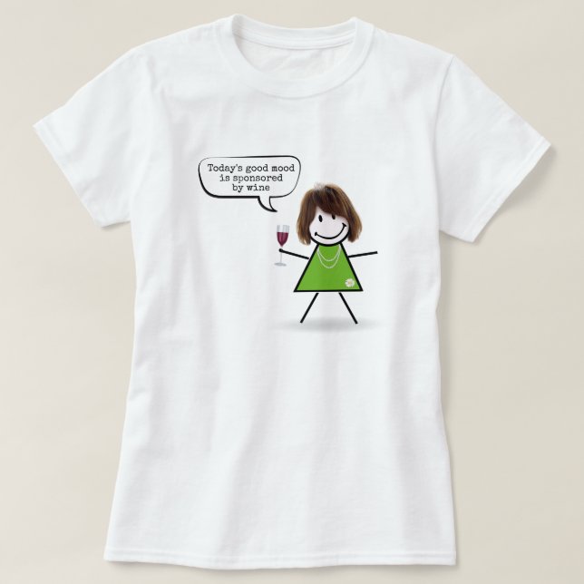 Camiseta Chica de palo con vino y cita divertida (Diseño del anverso)