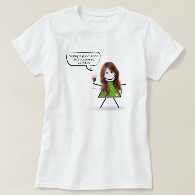 Camiseta Chica de palo con vino y cita divertida (Diseño del anverso)