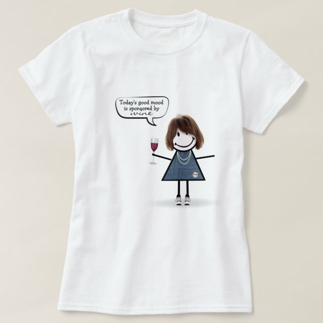 Camiseta Chica de palo con vino y zapatillas (Diseño del anverso)