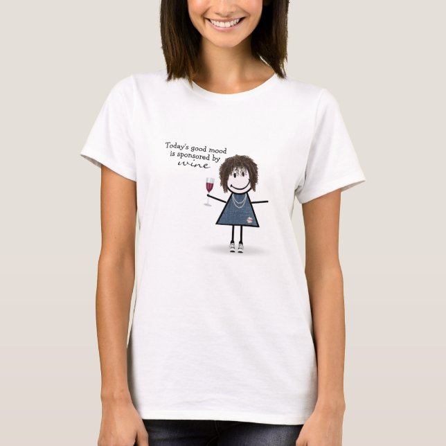 Camiseta Chica de palo con vino y zapatillas (Anverso)