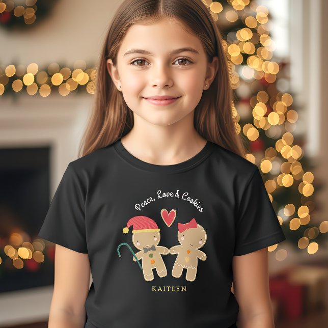 Camiseta Chica de pan de jengibre niño Holiday Peace Cookie (Subido por el creador)